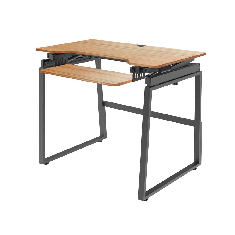 Rocelco 40" Mobile Large Height Adjustable Standing Desk - Teak Wood Grain