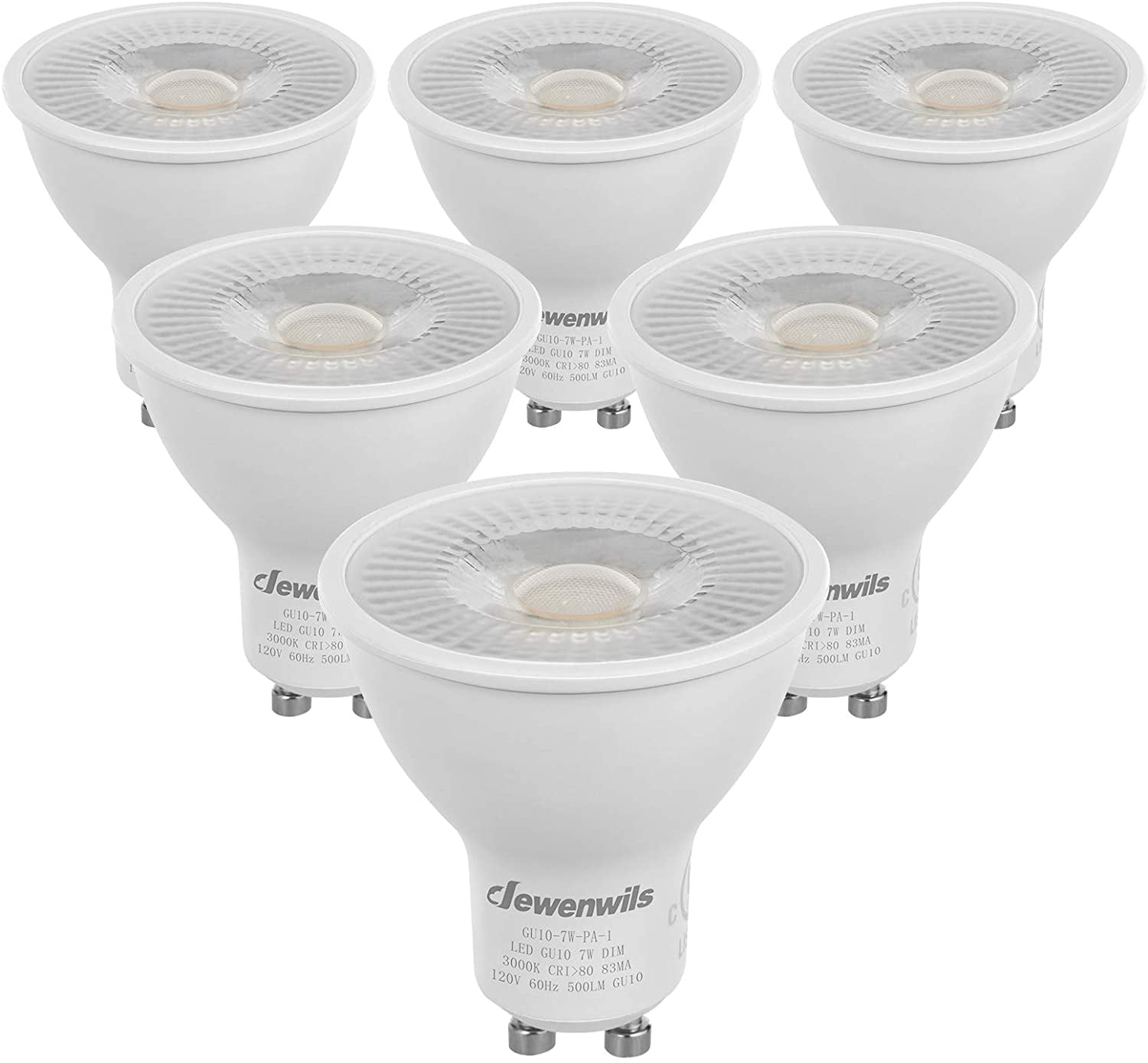 6-Pack GU10 LED Dimmable Bulb, 500LM, 3000K Track Light Bulb, 7W(50W Halogen Equivalent) LED Bulbs, UL Listed Walmart.com