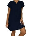 thumbnail image 2 of HBFAGFB Robe T-Shirt Femme Décontractée Col en V Été Manches Courtes Simple Confortable Jupe BU2 Taille 3TG, 2 of 5