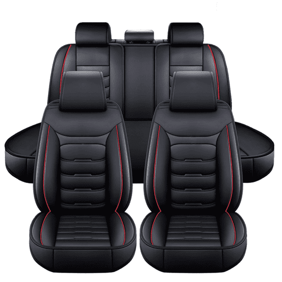 5-Seat Leather Car Seat Covers Protective for Toyota Tacoma 2021-2024 Black