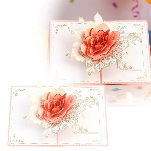 Valentine's Day 3D Rotating Rose Card with Three Unique Designs Elegant Paper Greeting for Lovers Exquisite Detail and Home