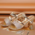 thumbnail image 6 of OKBOP Heels for Women Chunky Open Toe Heeled Sandals Cute Metallic Casual Slip-On Shoes, 6 of 9