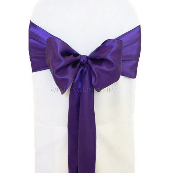 Wedding Linens Inc. (10pcs) 8" x 108" Satin Chair Sashes Chair Sash Bow ties for Wedding Party Catering Banquet Decoration Events - Regency Purple