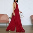 thumbnail image 6 of ZAZYULZ Summer Jumpsuit Women's Sexy Summer Jumpsuit Neck Sleeveless Chiffon Wide Leg Long Pant Jumpsuit Romper(Red,L), 6 of 8