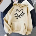 thumbnail image 3 of Fanxing Juniors Casual Heart Fleece Sweatshirt Lightweight Long Sleeve Pullover Hoodies for Teen Girls Cute Love Heart Graphic Hooded Sweatshirts Tracking My Recent Order Beige,S, 3 of 4