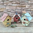 thumbnail image 5 of Wooden Birdhouse with Flower Gardening Tools And Resin Vines, Antique Wooden Birdhouse Pendant, Outdoor Craft Decorative Birdhouse, Hanging Garden Porch Patio Decoration (1Pc, Red), 5 of 5