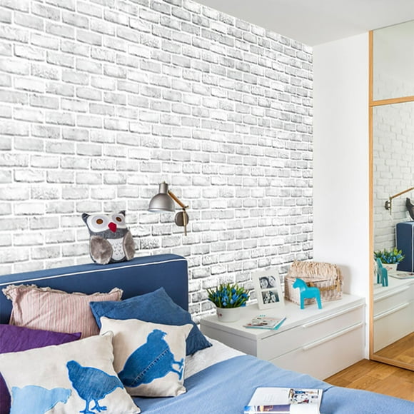 Openpig Home Brick Wallpaper Peel and Stick Wallpaper Brick Faux 3D White Brick Wall Paper Self Adhesive Removable Wallpaper Brick Contact Paper for Walls Backsplash Bedroom