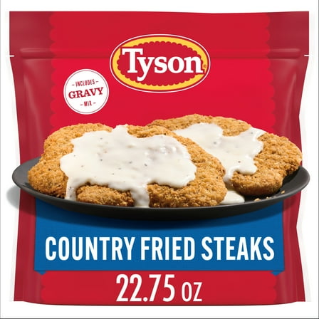 Tyson Country Fried Steaks with Gravy Mix, 22.75 oz (Frozen, Fully Cooked)