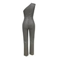 thumbnail image 4 of Sakmal Gray Womens Jumpsuit Wedding Dressy Elegant Sleeveless Overalls One Shoulder Boat Neck Straight Leg Sequin Long Pants, 4 of 4