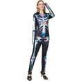 thumbnail image 6 of Notus Skeleton Bodysuits for Halloween Women's Sexy Skeleton Costume Cosplay Bodysuit Outfit Zip Up Jumpsuit Iridescent L, 6 of 7