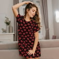 thumbnail image 3 of Hirioo Sexy Red Lips Kiss for Women’s Nightdress Comfortable Short Sleeve Nightwear Casual Sleep Dress, 3 of 6