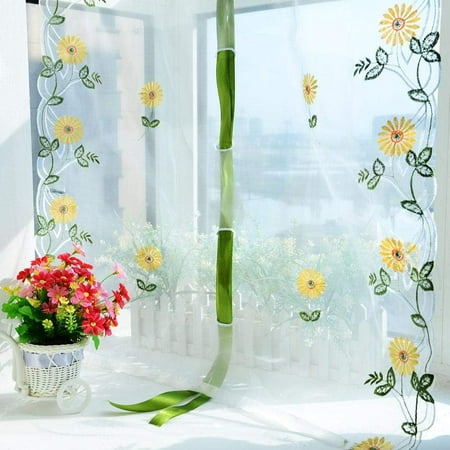 Rideaux Transparents Blancs, 80 X 200cm Rideaux Voilages Floral à