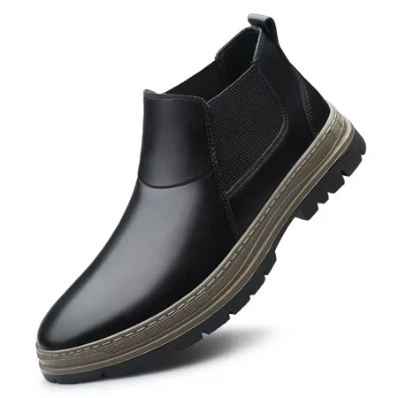 

Men‘s Chelsea Boots Genuine Leather Wear-resistant Round Toe Boots Ankle Boots