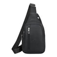 thumbnail image 2 of Sling Bag for Men, Trendy Crossbody Bag with Adjustable Shoulder Straps, Leather Small Sling Backpack Outdoor Chest Bag with Multiple Compartments for Travel Camping（Black）, 2 of 6