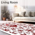 thumbnail image 2 of ODIKA 2'x3' Machine Washable Non-Slip Area Rug, Festive Santa Portrait with Elegant Snowflake Accents High Traffic Rug with Pad, Red, 740247, 2 of 8