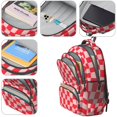 thumbnail image 4 of Red and Light Pink Wavy Checkered Backpack for School, Cute School Bag with Adjustable Shoulder Straps and Padded Back, 16.9"x12.6"x5.9", 4 of 5