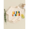 thumbnail image 6 of Baby Girls Boys Summer Romper Short Sleeve Crew Neck Letter Embroidery Casual Romper, 6 of 10