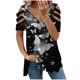 thumbnail image 1 of Elegante blusa estampada con cuello en V para mujer, camiseta suelta de manga corta con cremallera OAVQHLG3B Store  lin121212, 1 of 4