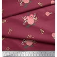 thumbnail image 3 of Soimoi Tissu en Soie Orange Feuilles & Fleurs Roses Imprimé 1 Yard 42 Pouces de Large, 3 of 3