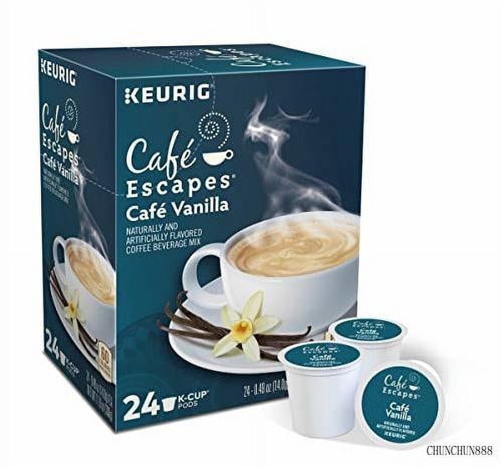 cafe escapes, cafe vanilla coffee beverage, single-serve keurig k-cup pods, 72 count (3 boxes of 24 pods)