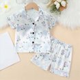 thumbnail image 2 of TOWED22 Girl Pajamas Silk Pjs Shirt Tops Shorts 2Piece Set Toddler Kids Little Girl Nightgown Gift,18-24 M, 2 of 8