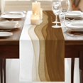 thumbnail image 3 of Table Runners 70 Inches Long Dress Scarves, Ombre Waves Farmhouse Coffee/Dining/Kitchen Table Decor, Holiday Table Runner, Abstract Art Gradient Brown Modern 13x70 Inch, 3 of 9