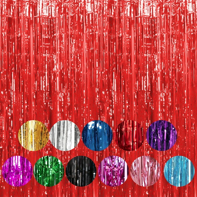 Destyer 1pcs Set Streamers Party Decorations Streamers Decorations 6.5ft Tinsel Curtain Backdrop Photo Backdrop For Birthday Red 6.5ft 5Set