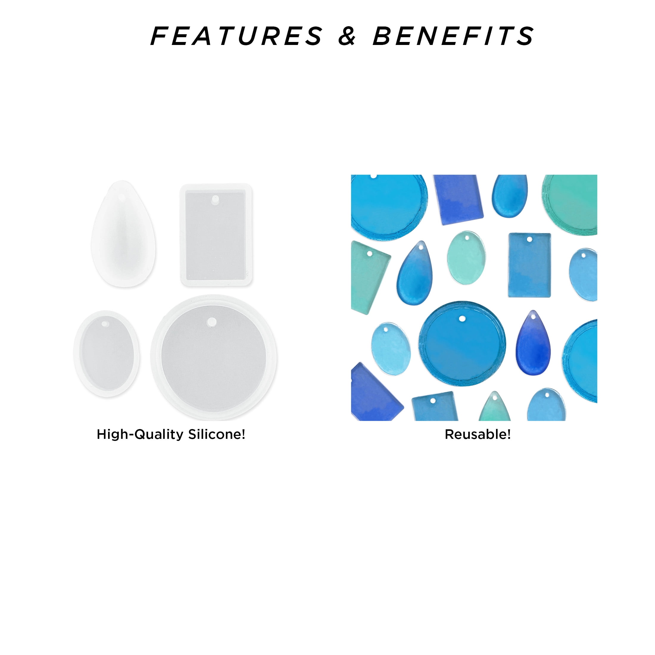 Blue Moon Beads UV Resin Silicone Pendant Craft Mold Set,Unisex-Teen to Adult, 4 Piece