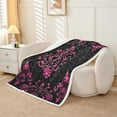 thumbnail image 2 of Manfei Pink Baroque Damask Sherpa Blanket 60x80, Hippie Flower Floral Fuzzy Blanket Throw, Vintage Victorian Flannel Blanket, Breathable Bedroom Decorative, 2 of 8