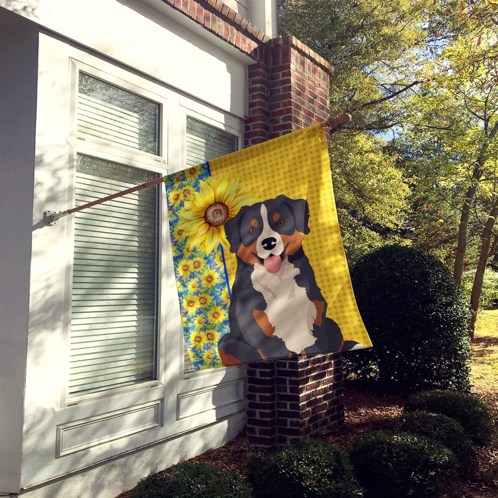 Summer Sunflowers Bernese Mountain Dog Flag Canvas House Size