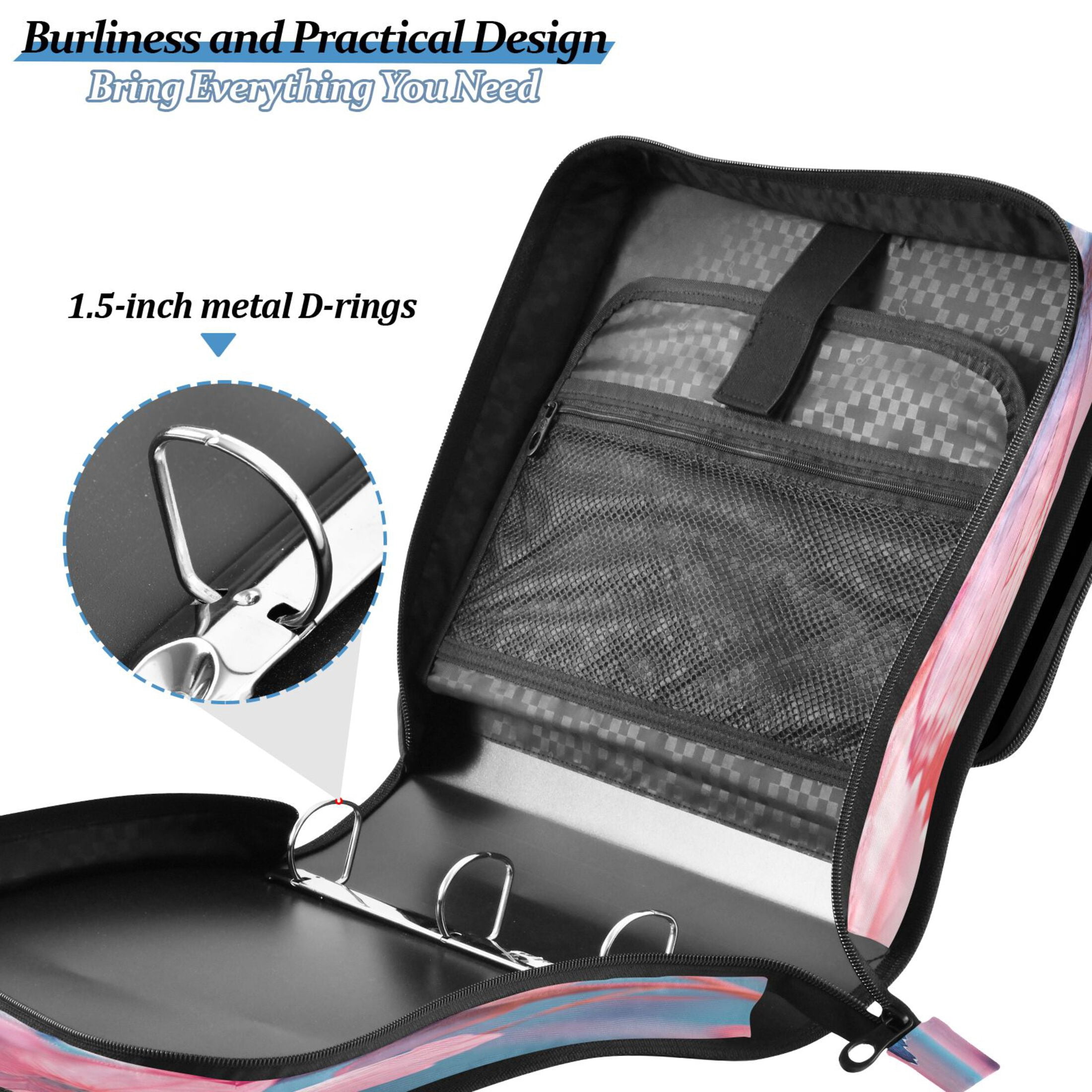 YAZAOO Zipper Binder trapper keeper Documents Organized Design Azure Elegance Printed