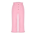 thumbnail image 5 of Juslio Girls Pants Casual Solid Elastic Waist Harun Pocket Loose Linen Pants, 5 of 8