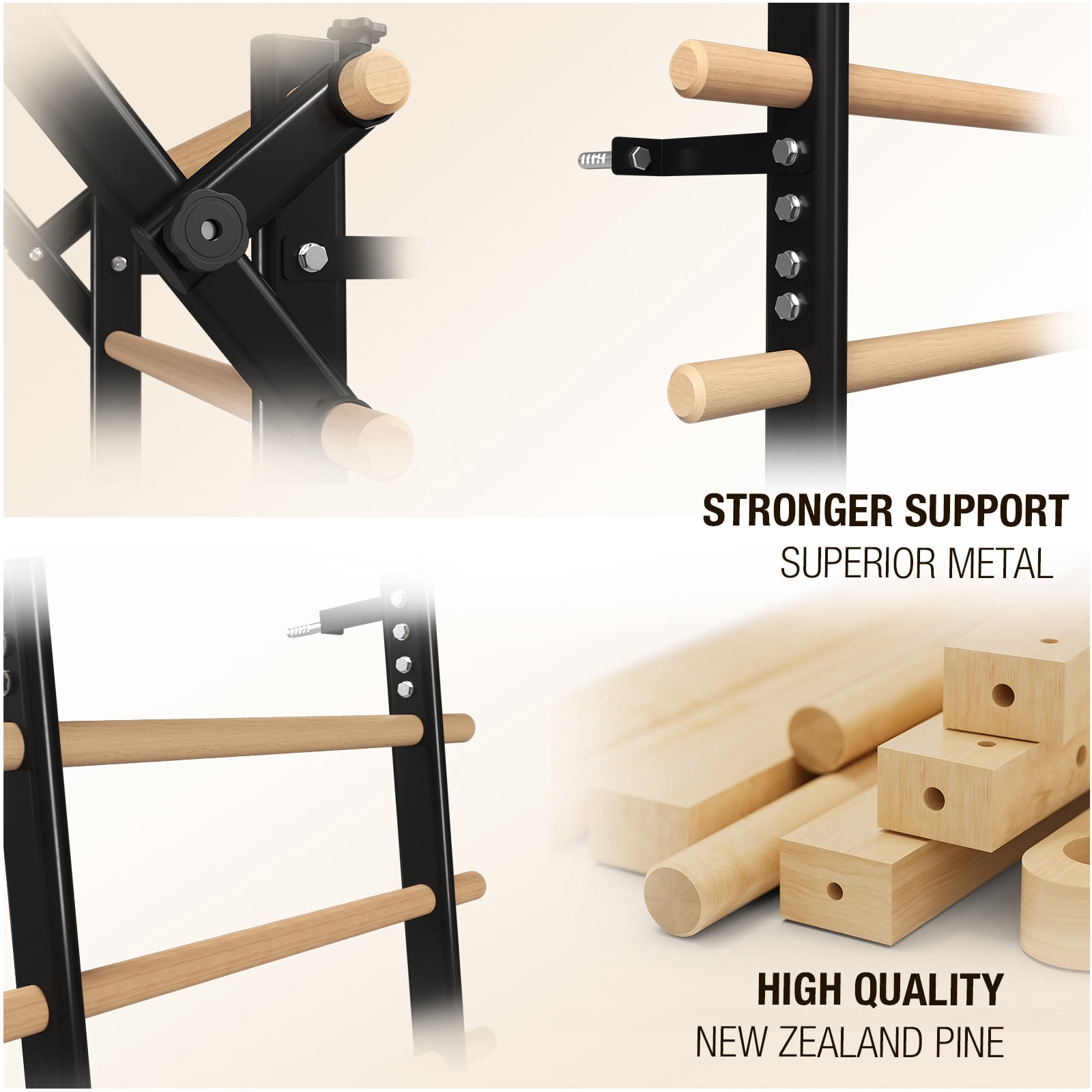 Syedee Swedish Ladder Stall Bar, Wall-Mounted Multifunctional Gym for Home Fitness, Kids Climbing and Stretching