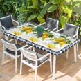 thumbnail image 2 of Yellow Lemon Table Cloths for 5 Foot Rectangle Tables, Wooden Summer Botanical Black White Checkered Patio Waterproof Elastic Fitted Tablecloths, Washable Rectangular Table Cover for Camping, 2 of 8