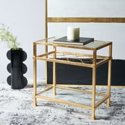 SAFAVIEH Couture Hanzel Glam Glass Top Metal End Table, Gold/Glass