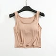 thumbnail image 2 of Kaemgyyd Tank Tops for Women Soft Comfy Sleeveless Cropped Sleepwear Lounge Solid U Neck Pj Shirt Clothes with Built in Bra, 2 of 3