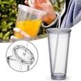 thumbnail image 6 of Clear Tumblers with Lid and Straw 20oz/2 PACK,Reusable Plastic Cup,Double Walled Insulated Reusable Plastic Iced Coffee Cup suitable for Cold Drinks, Juice, Coffee,Crystal Clear,Fall Resistant, 6 of 8