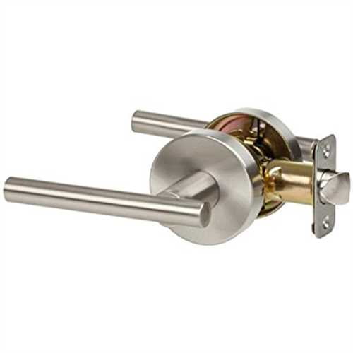 Designers Impressions Kain Design Contemporary Satin Nickel Privacy Euro Door Lever Hardware (Bed and Bath)