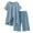 Blue, variant on Summer Iyufng Linen Shorts Set Women,Summer Shorts Sets Plus Size 2 Piece Outfits,Solid Color Cotton and Linen Round Neck Split Five Part Pants Set,S-2XL