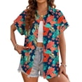 thumbnail image 3 of Fantaslook Hawaiian Button Down Shirts for Women Casual Short Sleeve Floral Print Blouses Summer Tops, 3 of 10