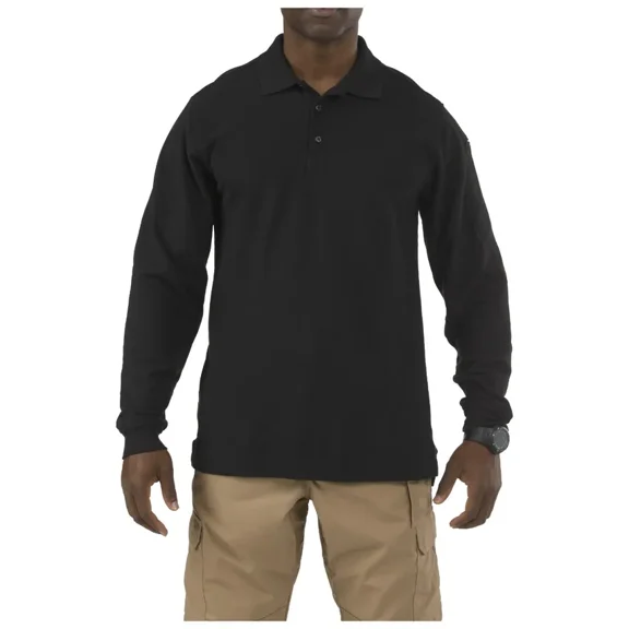 Utility Polo Shirt Long Sleeve, Black