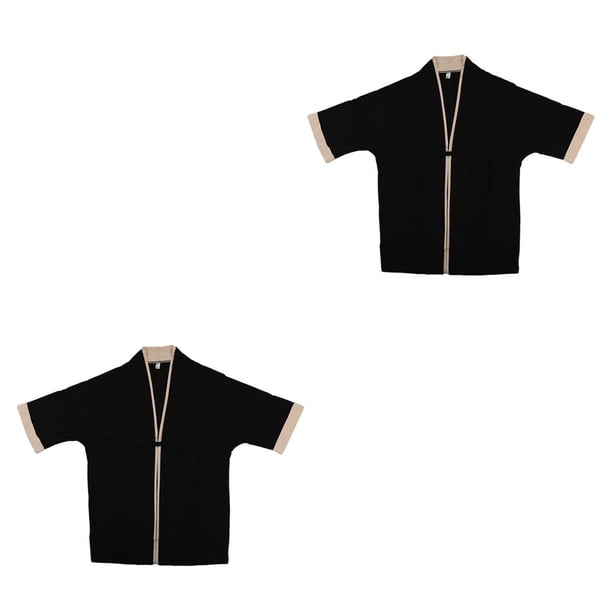 Sonducket Chaqueta de hombre Transpirable Niño Frente abierto Abrigo suelto Ropa Camping Senderismo Mezcla de lino de algodón Ropa informal de SG 2piezas