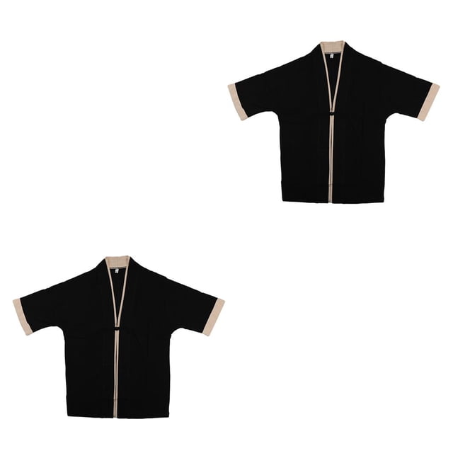 Sonducket Chaqueta de hombre Transpirable Niño Frente abierto Abrigo suelto Ropa Camping Senderismo Mezcla de lino de algodón Ropa informal de SG 2piezas