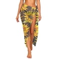 thumbnail image 5 of Women Beach Cover Up Sarong Pareo Wraps Bikini Bathing Suit Swimwear Coverups Vacation Hawaiian Outfits, Yellow|Sunflower, 5 of 7