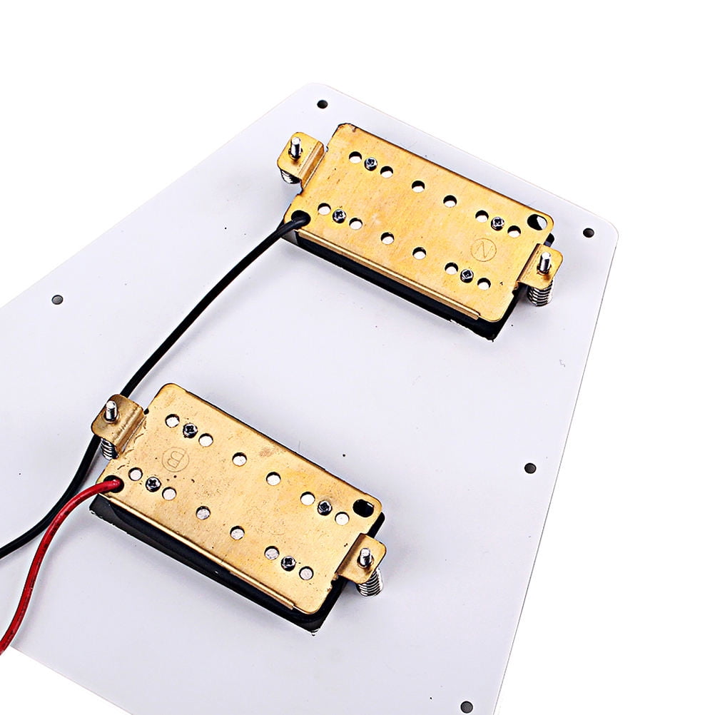 IBASETOY 1Set White Guitar Pickguard Scratch Plate with Prewired Humbucker Pickups and Black Knobs for Electric Guitar