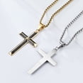 thumbnail image 3 of Rynsito Cross Necklace for Men, Beveled Edge Cross Necklace Silver Crucifix Pendant with Stainless Steel Chain, 24", 3 of 4