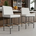 thumbnail image 4 of Genpo Counter Height Bar Stools Set of 2, 26" Industrial Kitchen Counter Height Stools with Back, White Leather Barstools with Padded Seat and Painted Metal Frame for Kitchen Island, 4 of 9