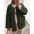 thumbnail image 5 of Women'S Winter Coats Long Sleeve Button Up Fuzzy Fleece Jackets Outerwear Fall Fashion Clothes Army Green S, 5 of 9