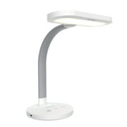 Verilux HappyLight Duo - 2-in-1 Light Therapy & Task Desk Lamp - UV-Free Full Spectrum LED, 10,000 LUX, Adjustable Brightness and Color, Flexible Gooseneck, and Integrated USB Charging Port