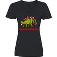thumbnail image 3 of Inktastic Santa-Saurus Christmas Dinosaur Women's V-Neck T-Shirt, 3 of 5